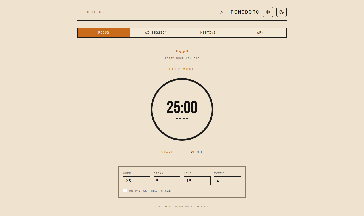 Pomodoro — Retro Terminal Timer